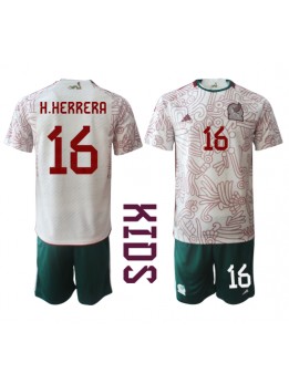 Mexiko Hector Herrera #16 Replika Borta Kläder Barn VM 2022 Kortärmad (+ byxor)